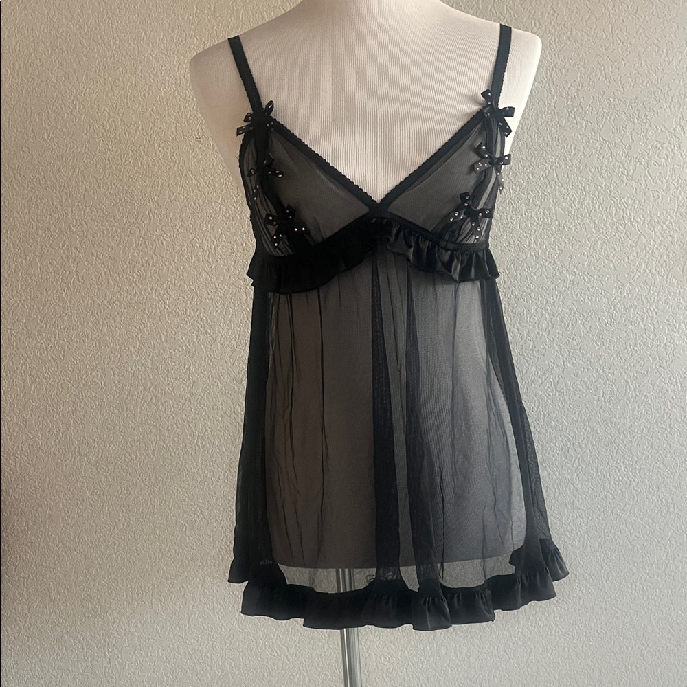 PINK Victoria's Secret Black Sheer Chemise